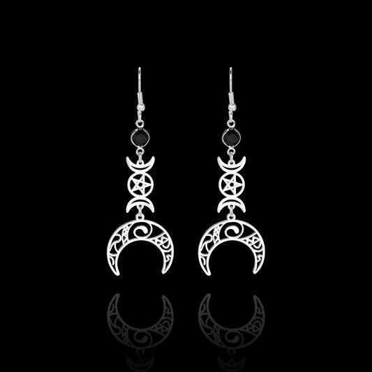 Crescent Pentagram Earrings