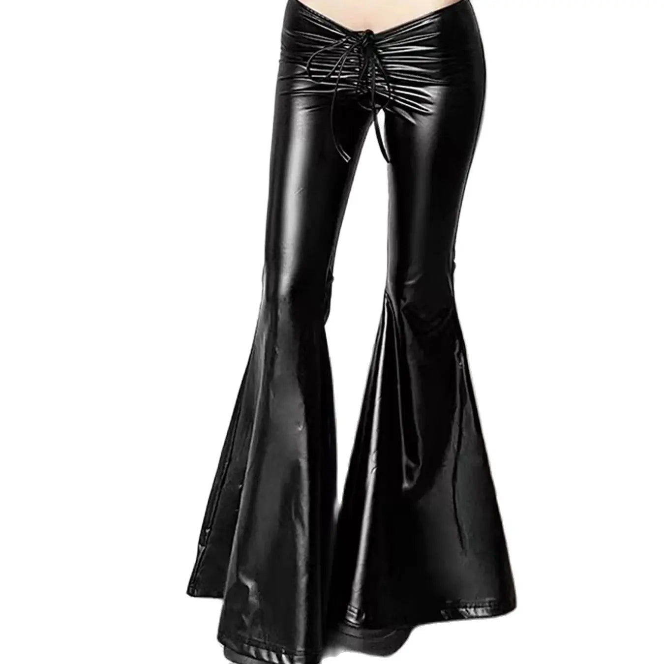 New-Spring-Summer-Personality-Drawstring-Folding-Bow-PU-Leather-Flare-Pants-Europe-And-The-United-States.webp